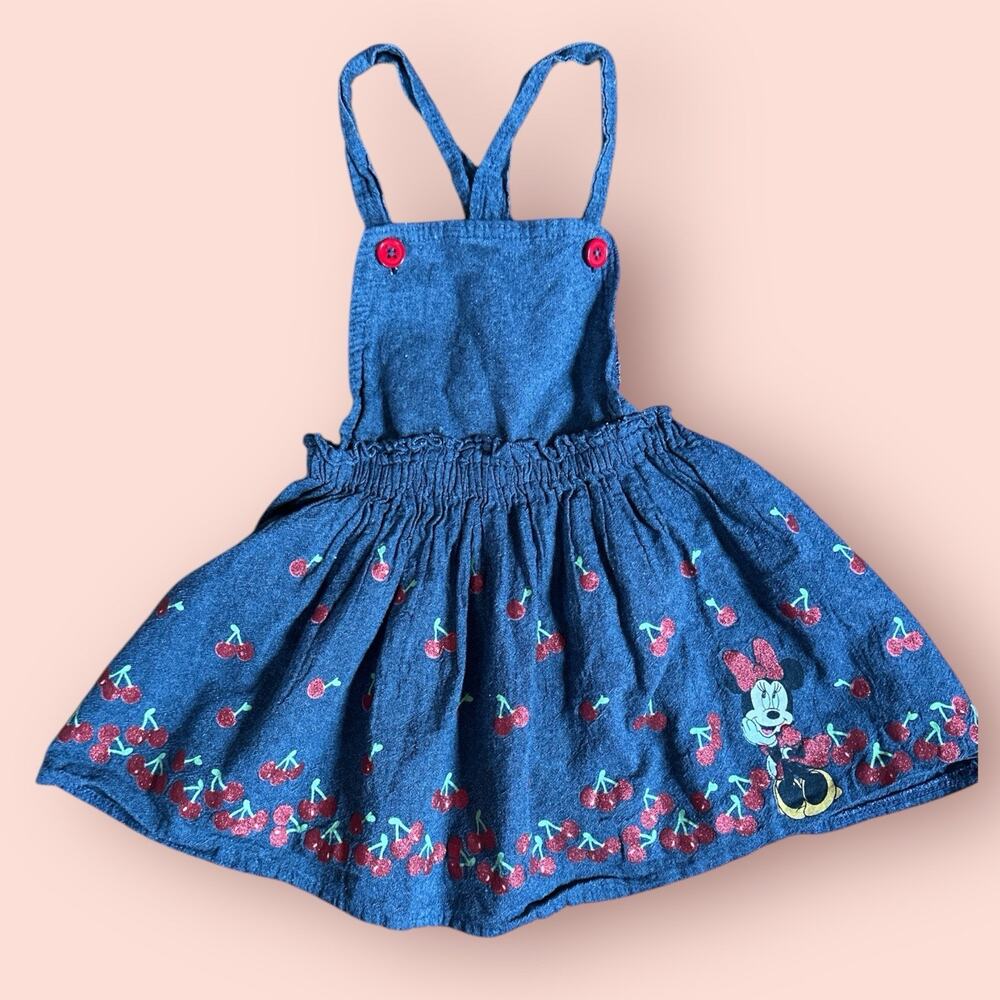 Disney Baby Minnie Mouse Overall Sun Dress Girl 24 Months Toddler Summer Cherry